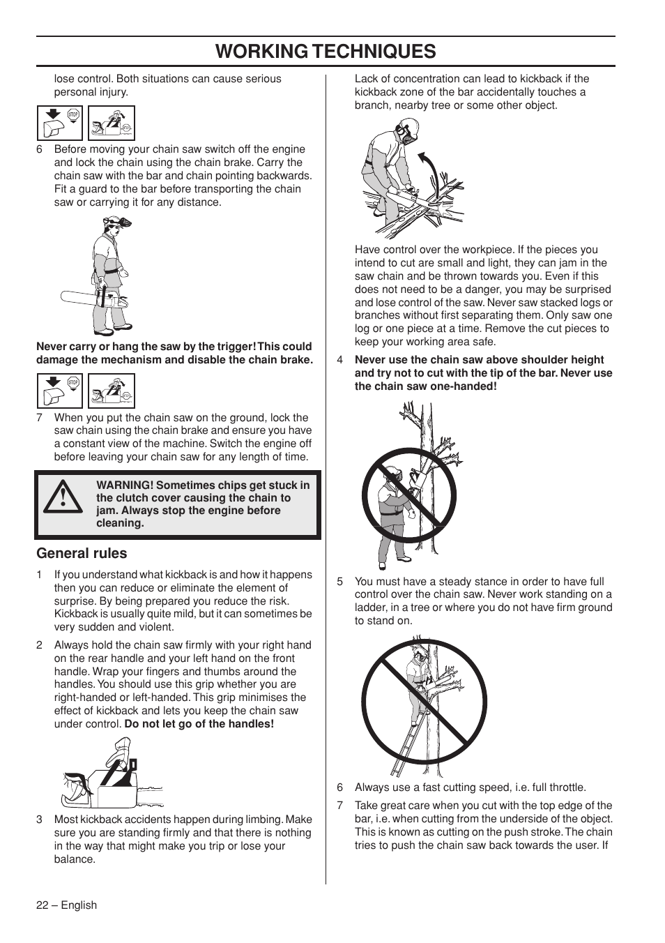 General rules, Working techniques | Garmin TRIOBRAKE 353 User Manual | Page 22 / 44