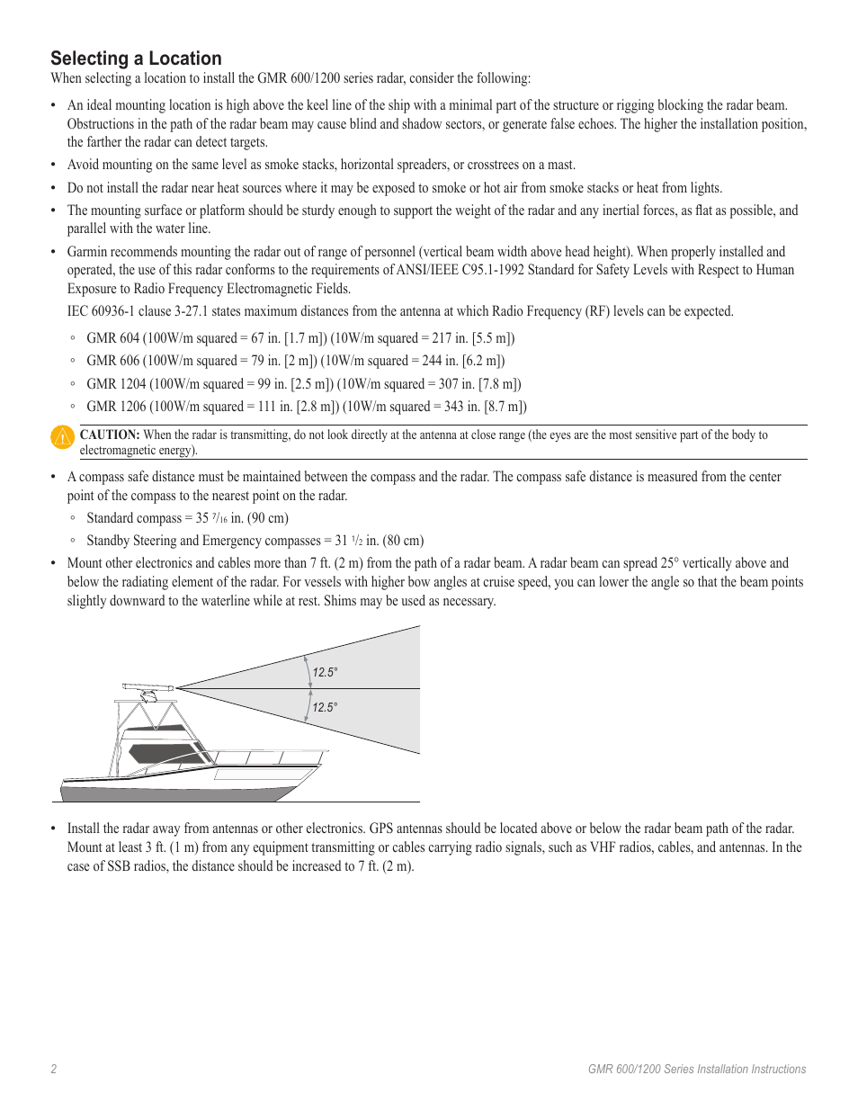 Selecting a location | Garmin GMR 606 User Manual | Page 2 / 14
