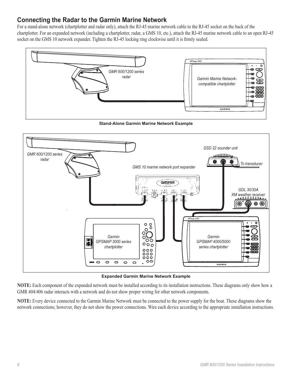 Connecting the radar to the garmin marine network | Garmin GMR 606 User Manual | Page 6 / 14
