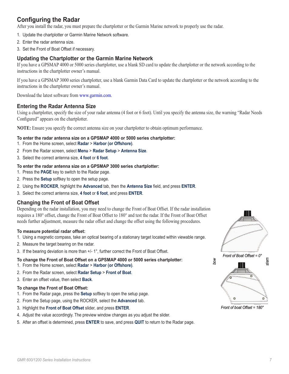 Configuring the radar | Garmin GMR 606 User Manual | Page 7 / 14
