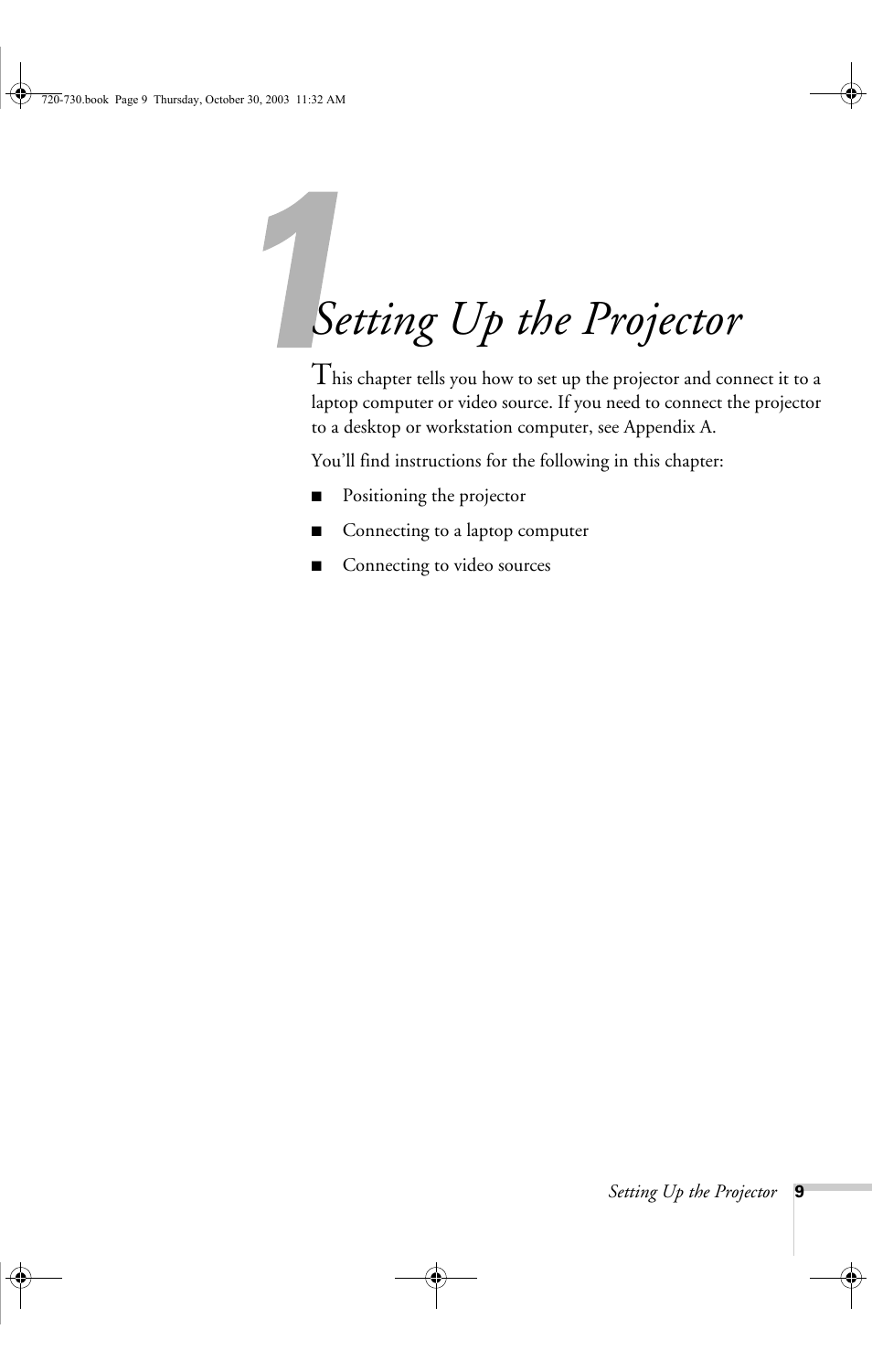 Setting up the projector | Epson 720c User Manual | Page 15 / 106