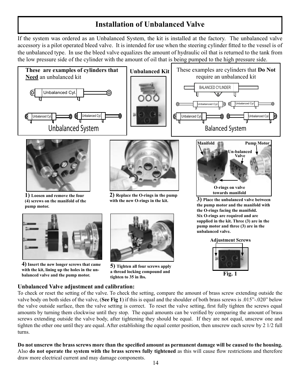 Installation of unbalanced valve | Garmin GLADIATOR TR-1 User Manual | Page 14 / 53
