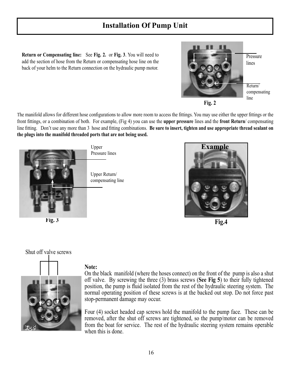 Installation of pump unit, Fig.4 example | Garmin GLADIATOR TR-1 User Manual | Page 16 / 53