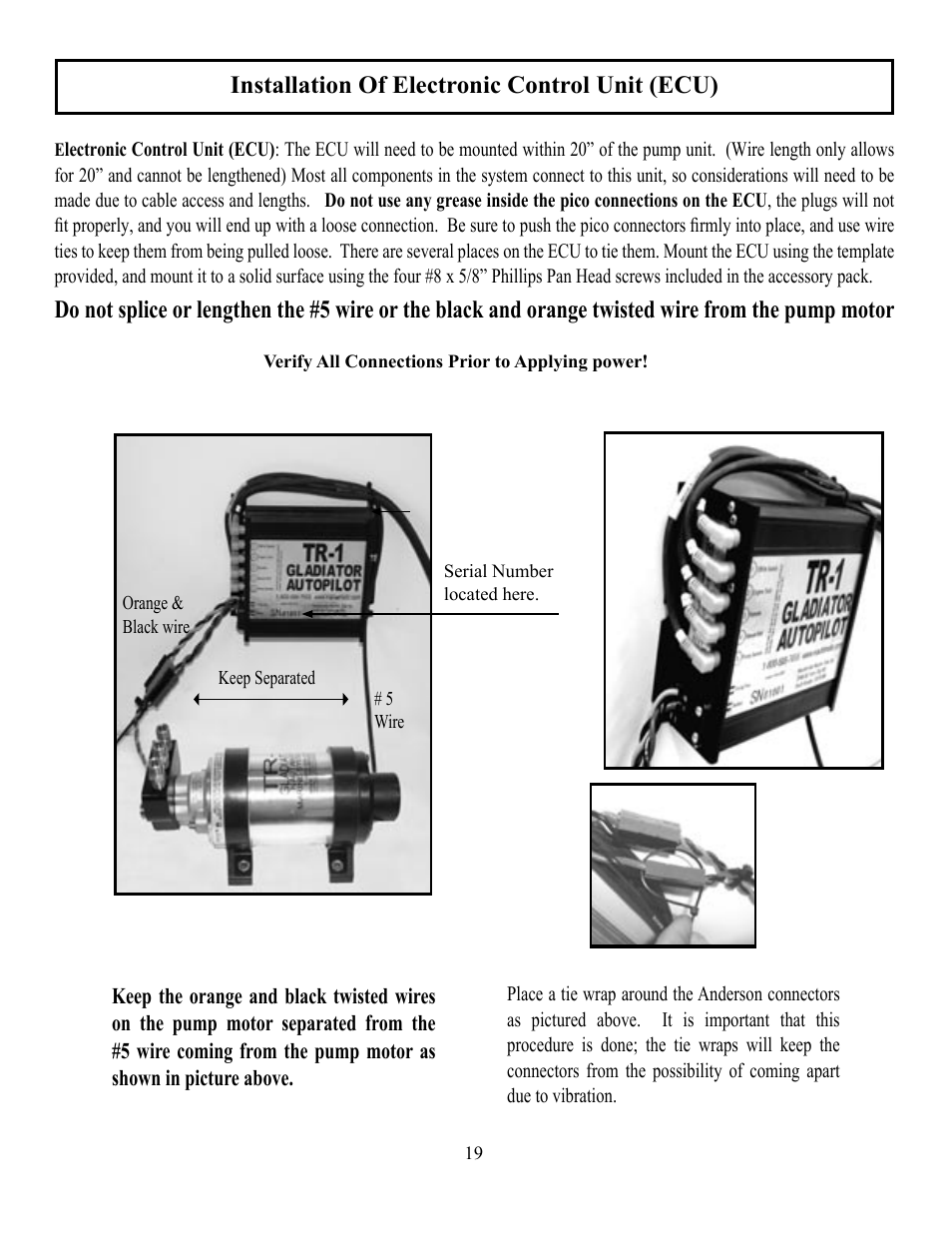 Installation of electronic control unit (ecu) | Garmin GLADIATOR TR-1 User Manual | Page 19 / 53