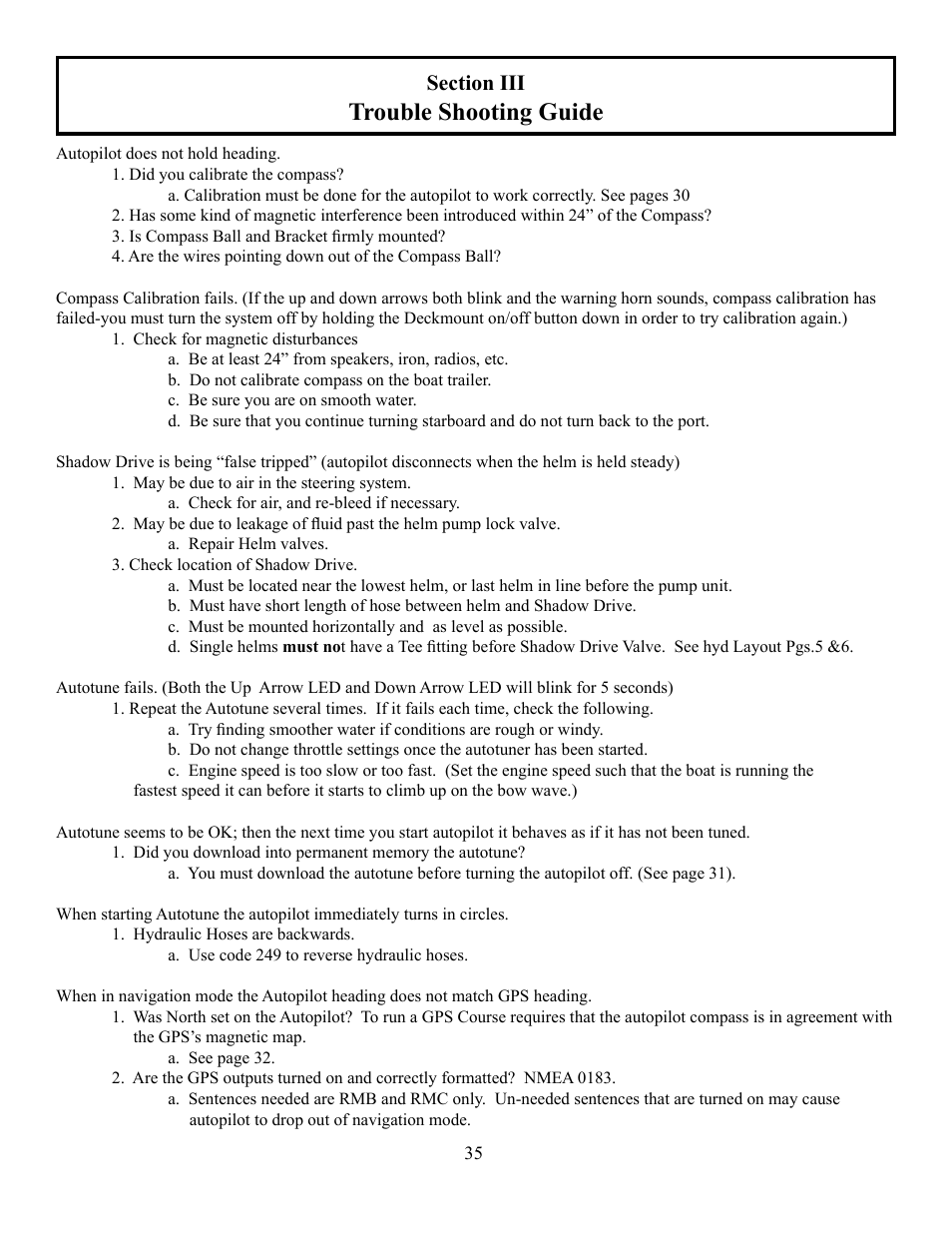 Trouble shooting guide | Garmin GLADIATOR TR-1 User Manual | Page 35 / 53