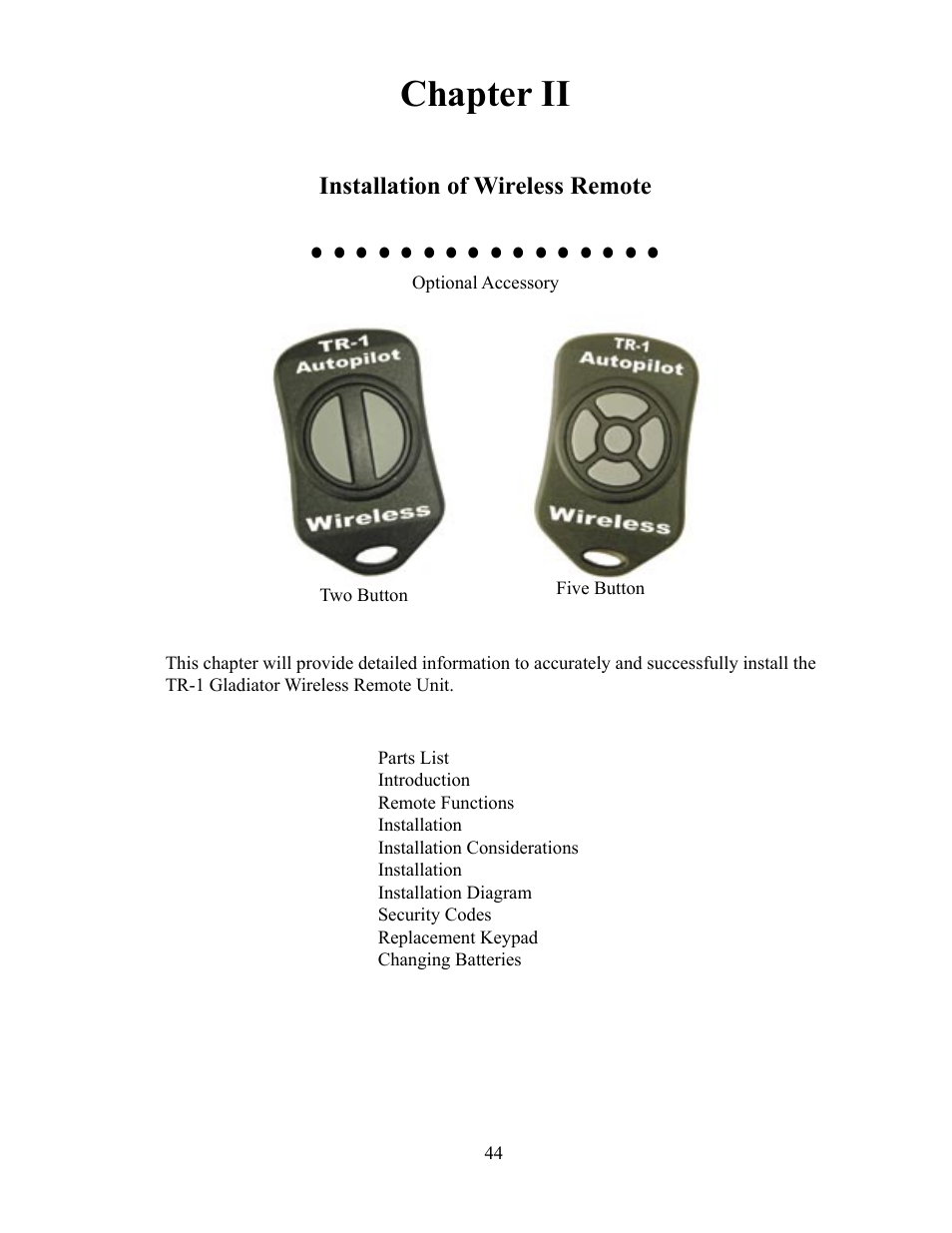 Chapter ii | Garmin GLADIATOR TR-1 User Manual | Page 44 / 53