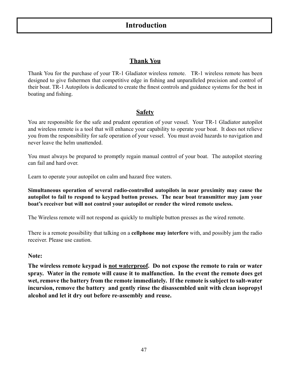Introduction | Garmin GLADIATOR TR-1 User Manual | Page 47 / 53