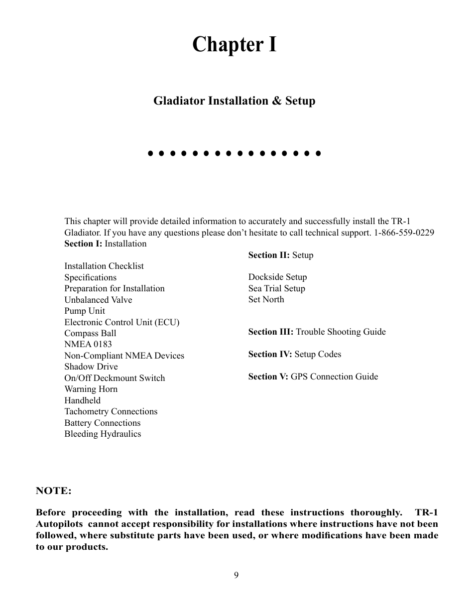 Chapter i | Garmin GLADIATOR TR-1 User Manual | Page 9 / 53