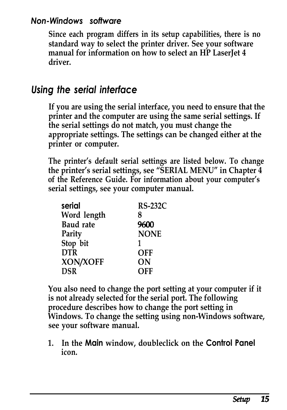 Using the serial interface | Epson ActionLaser 1600 User Manual | Page 19 / 26