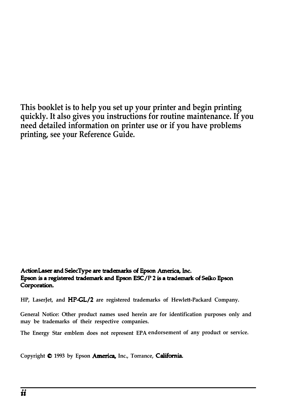 Epson ActionLaser 1600 User Manual | Page 2 / 26