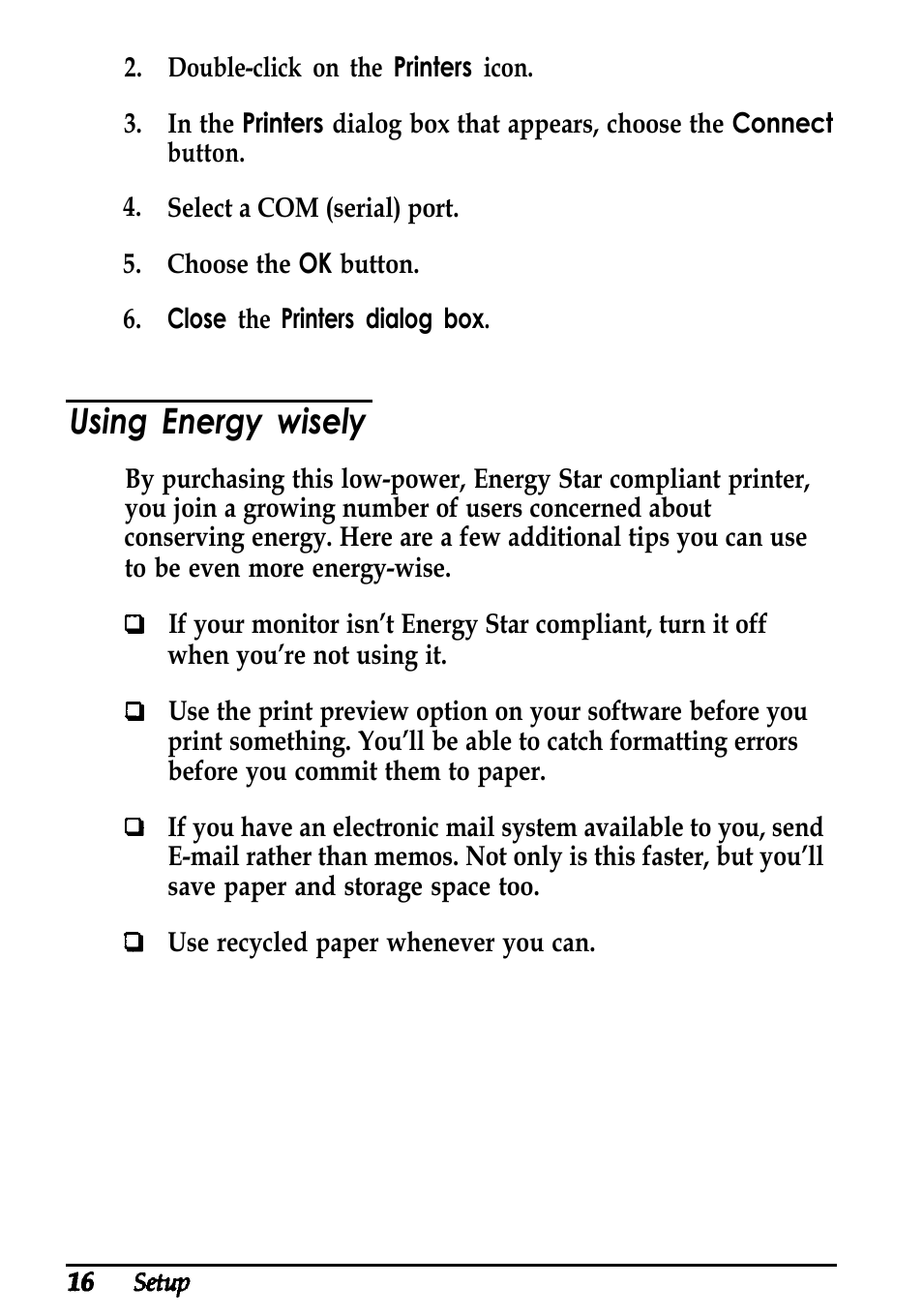 Using energy wisely | Epson ActionLaser 1600 User Manual | Page 20 / 26