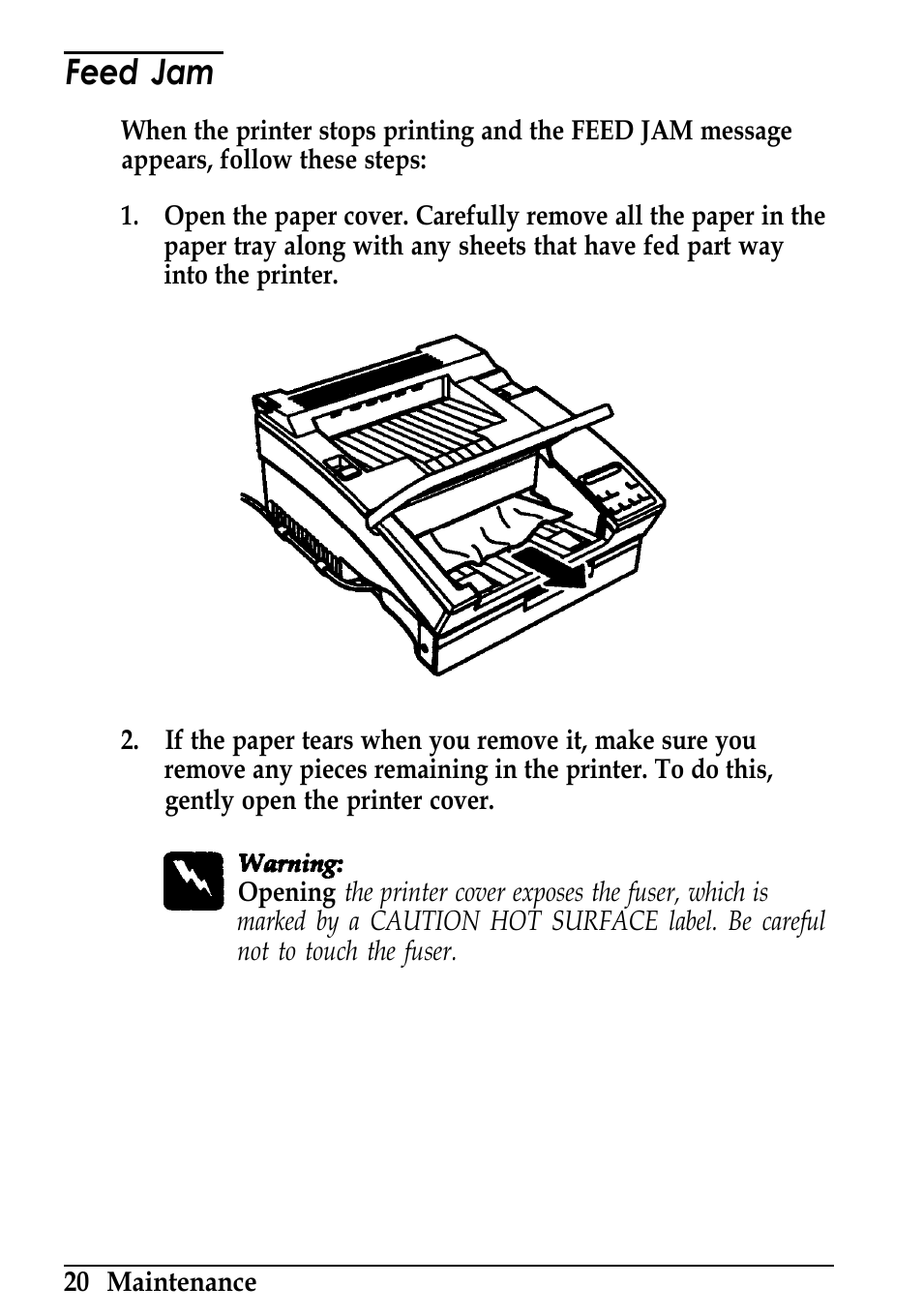 Feed jam | Epson ActionLaser 1600 User Manual | Page 24 / 26