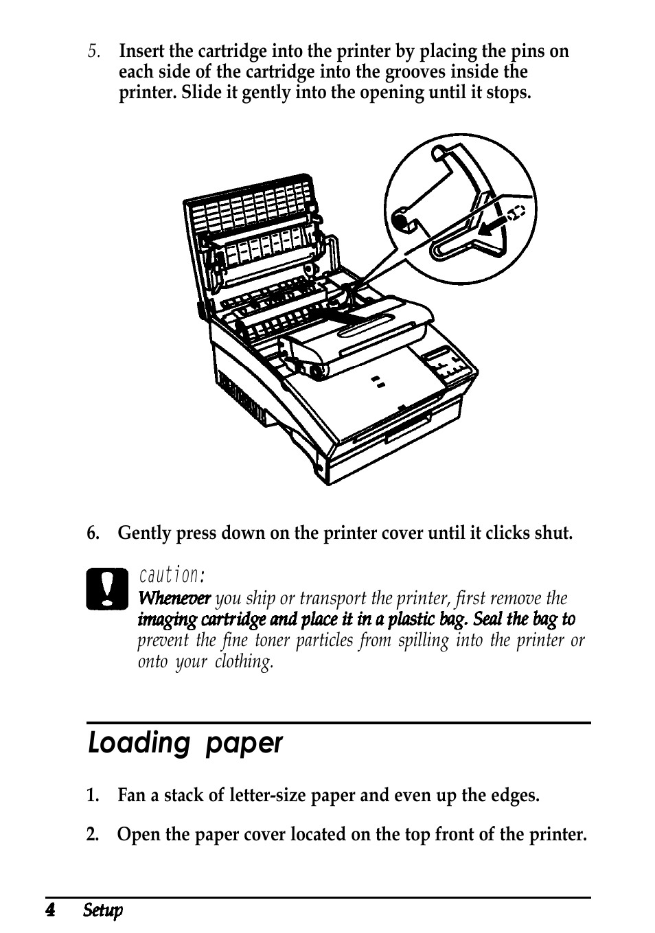 Loading paper | Epson ActionLaser 1600 User Manual | Page 8 / 26