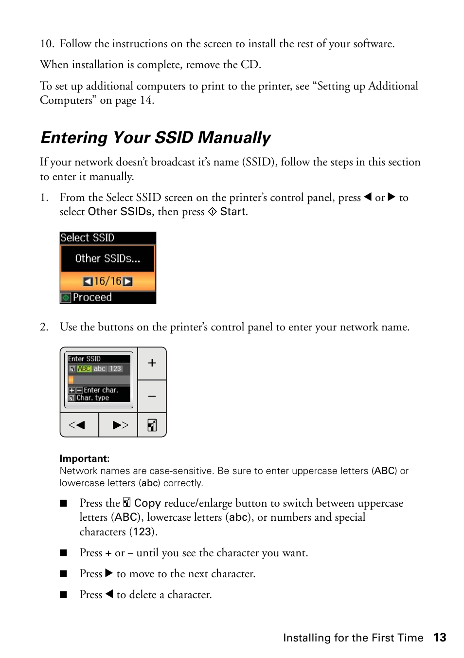 Entering your ssid manually, Eps in “entering your | Epson Stylus NX420 User Manual | Page 13 / 56