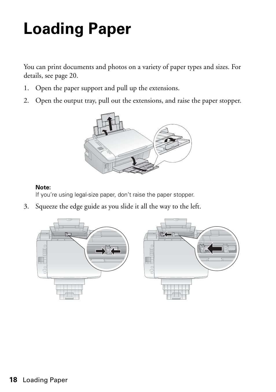 Loading paper | Epson Stylus NX420 User Manual | Page 18 / 56