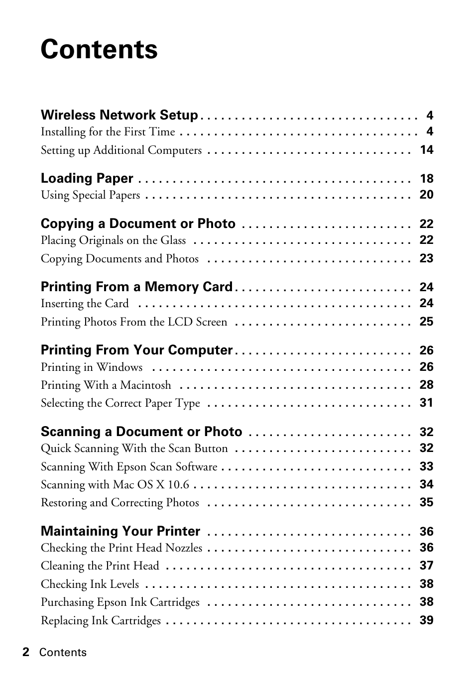 Epson Stylus NX420 User Manual | Page 2 / 56