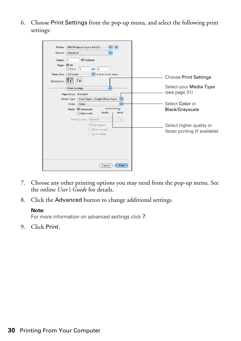 Epson Stylus NX420 User Manual | Page 30 / 56