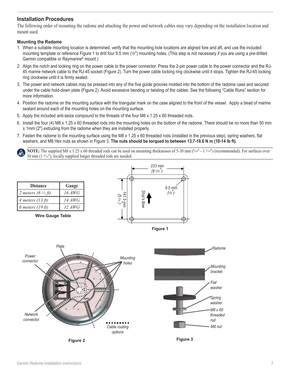 Installation procedures, Distance gauge | Garmin GMR24 Hd User Manual | Page 5 / 12