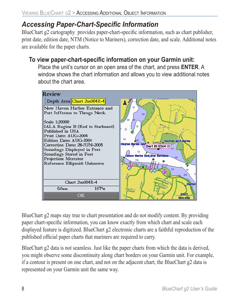 Accessing paper-chart-specific information | Garmin BLUECHART G2 User Manual | Page 16 / 24