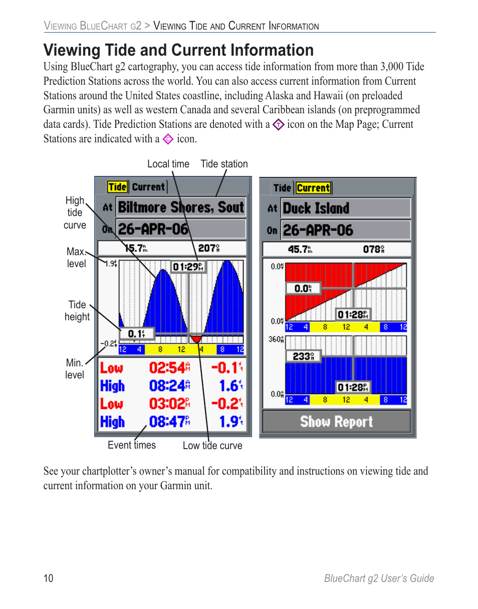 Viewing tide and current information | Garmin BLUECHART G2 User Manual | Page 18 / 24