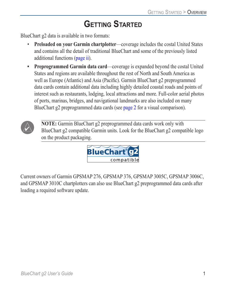 Getting started | Garmin BLUECHART G2 User Manual | Page 9 / 24