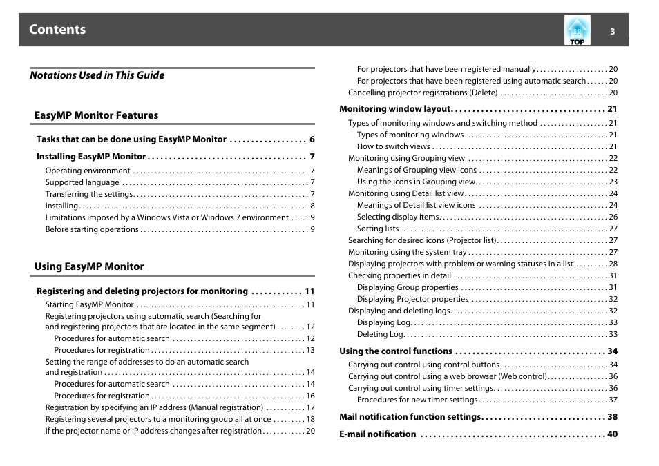 Epson EasyMP User Manual | Page 3 / 47