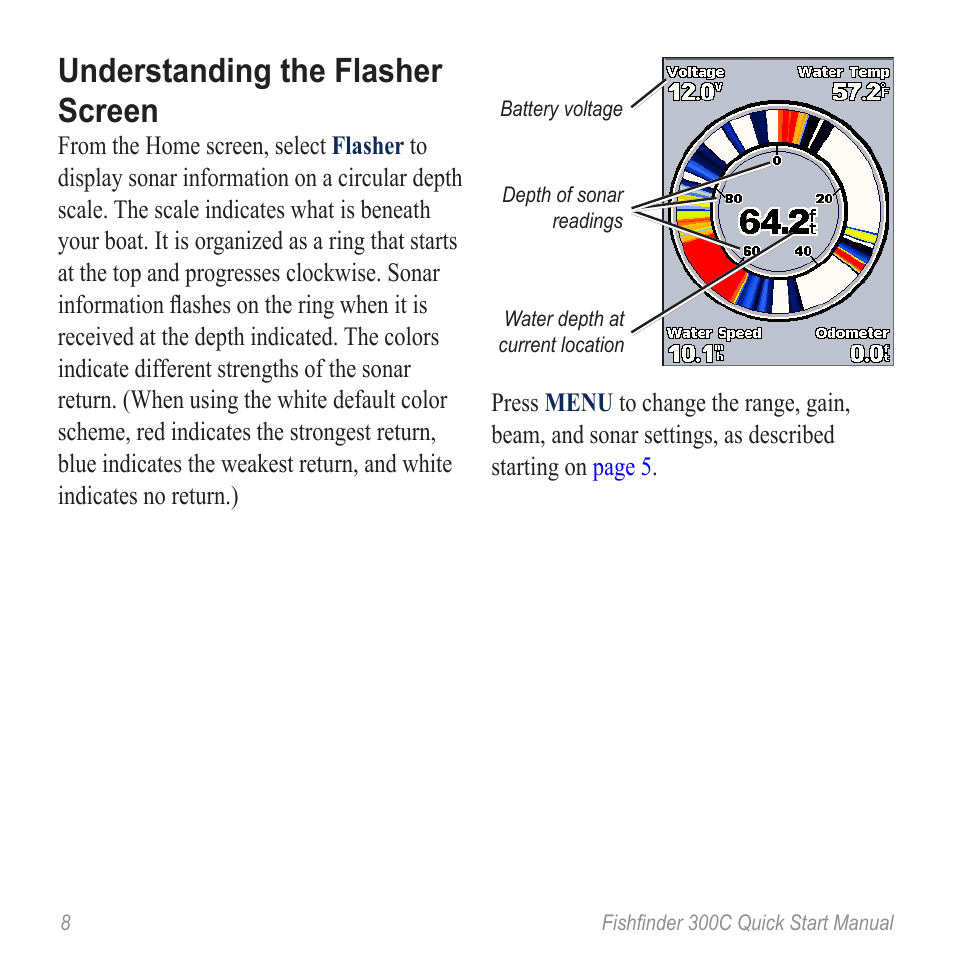 Using the flasher screen, Understanding the flasher screen | Garmin 190-00864-01 User Manual | Page 10 / 24