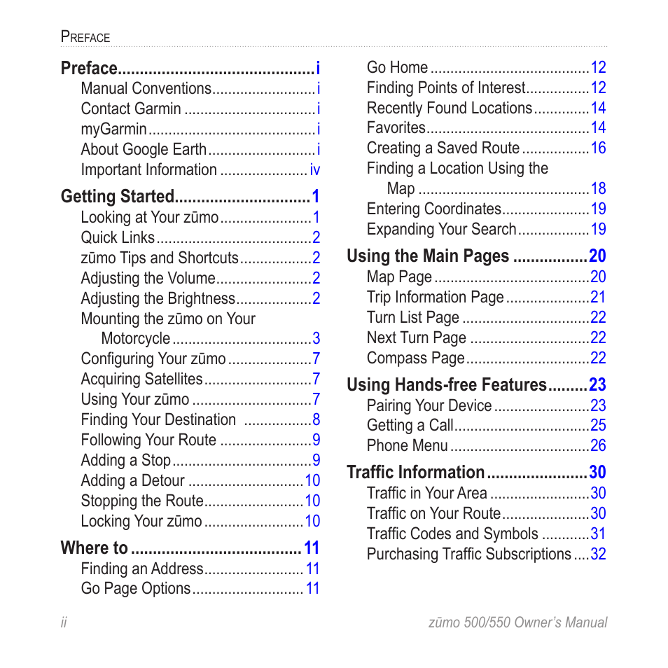 Garmin zumo 550  en User Manual | Page 4 / 74