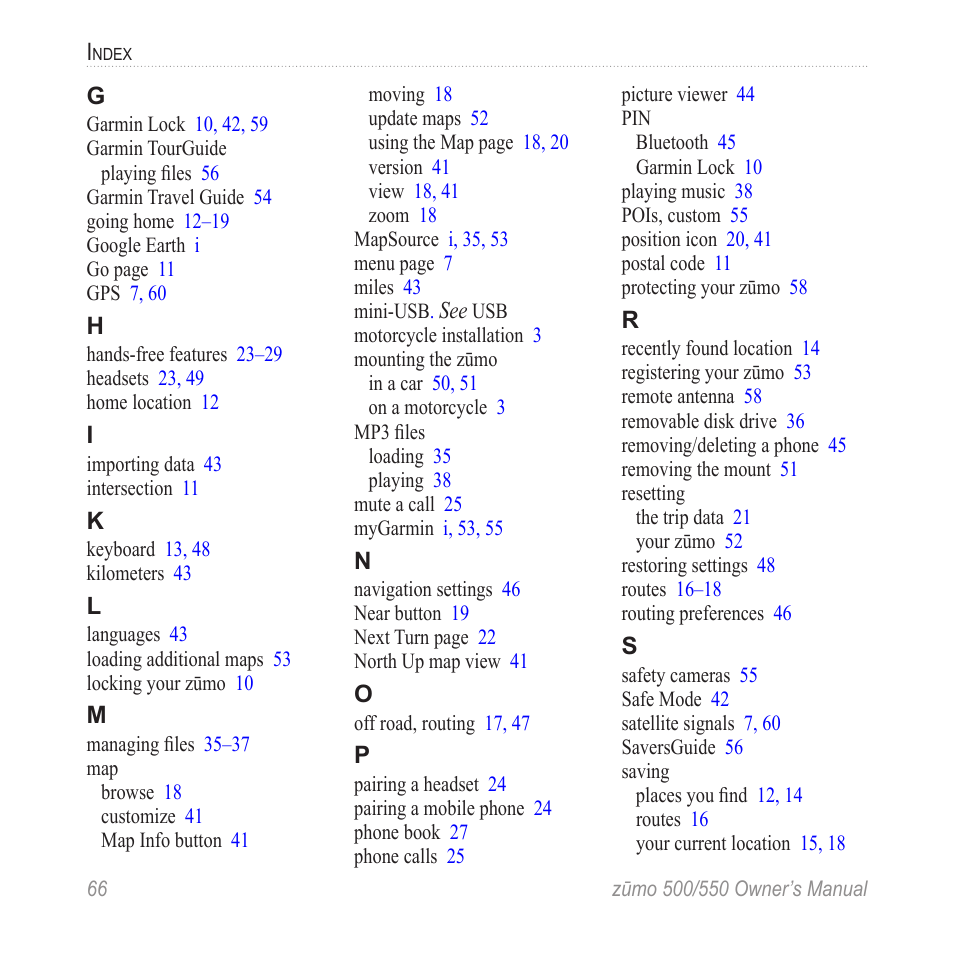 Garmin zumo 550  en User Manual | Page 72 / 74