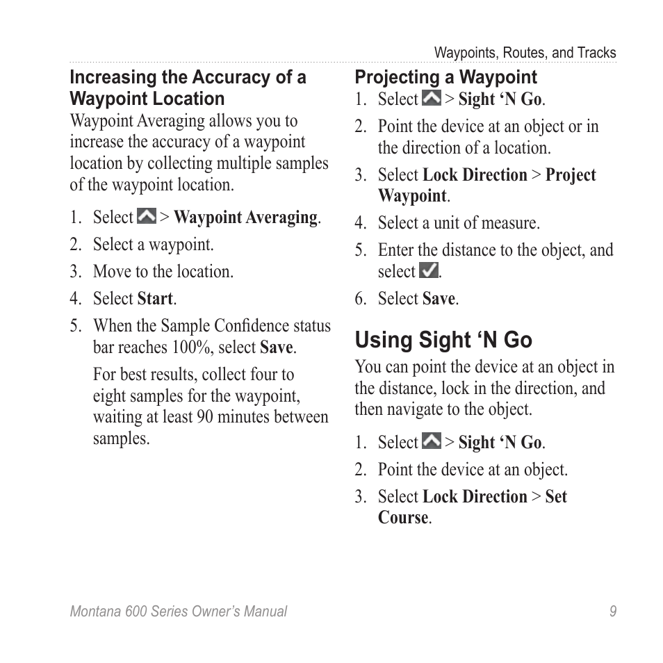 Using sight ‘n go | Garmin montana 600 User Manual | Page 13 / 70