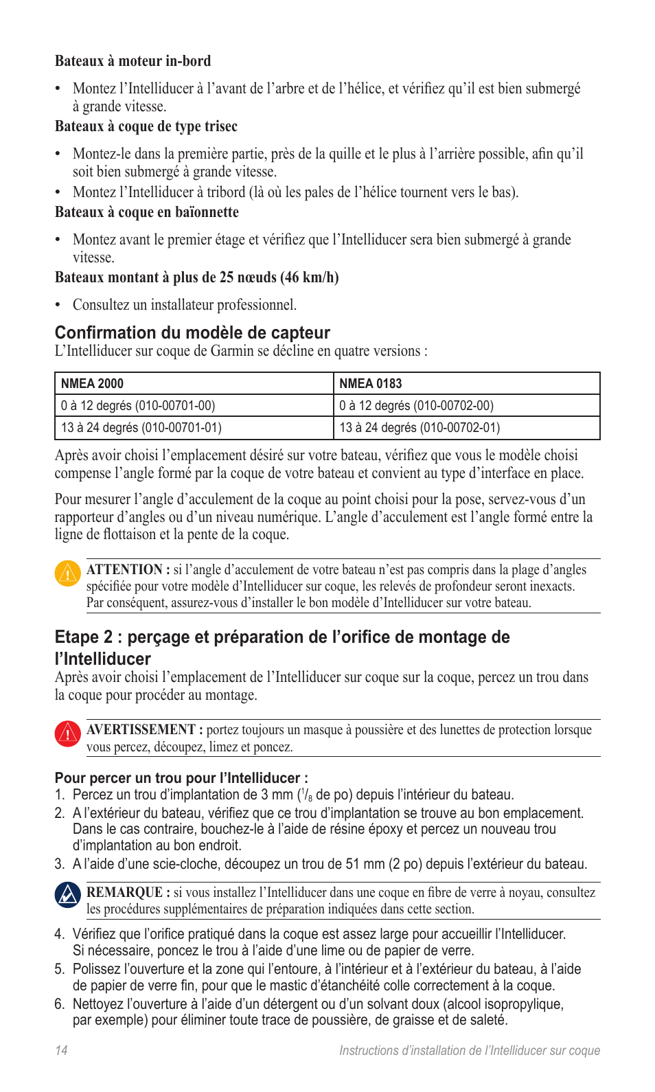 Confirmation du modèle de capteur | Garmin 190-00888-10 User Manual | Page 14 / 76