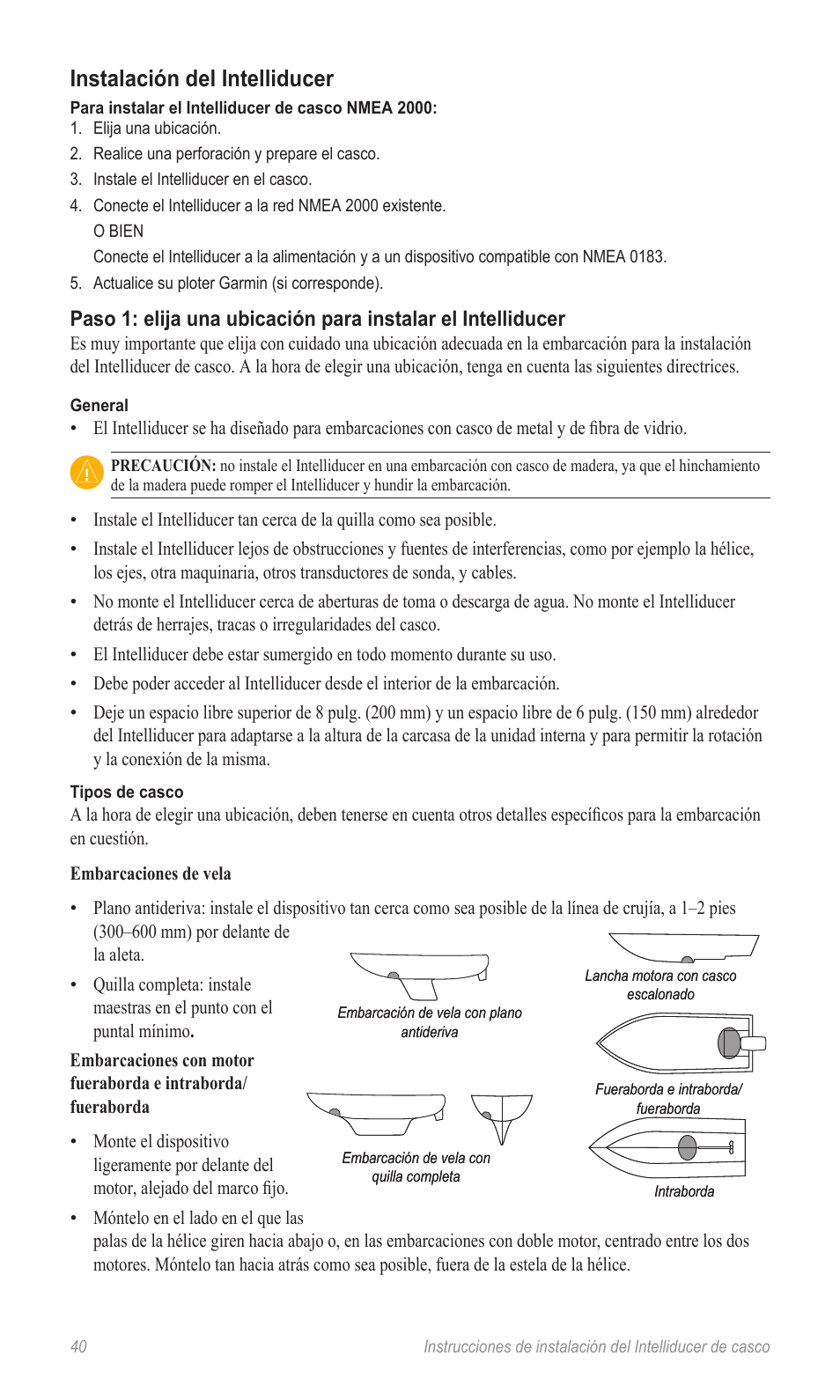 Instalación del intelliducer | Garmin 190-00888-10 User Manual | Page 40 / 76