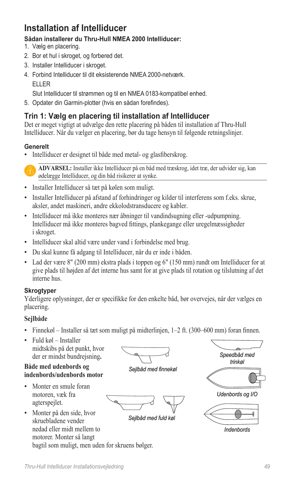 Installation af intelliducer | Garmin 190-00888-10 User Manual | Page 49 / 76