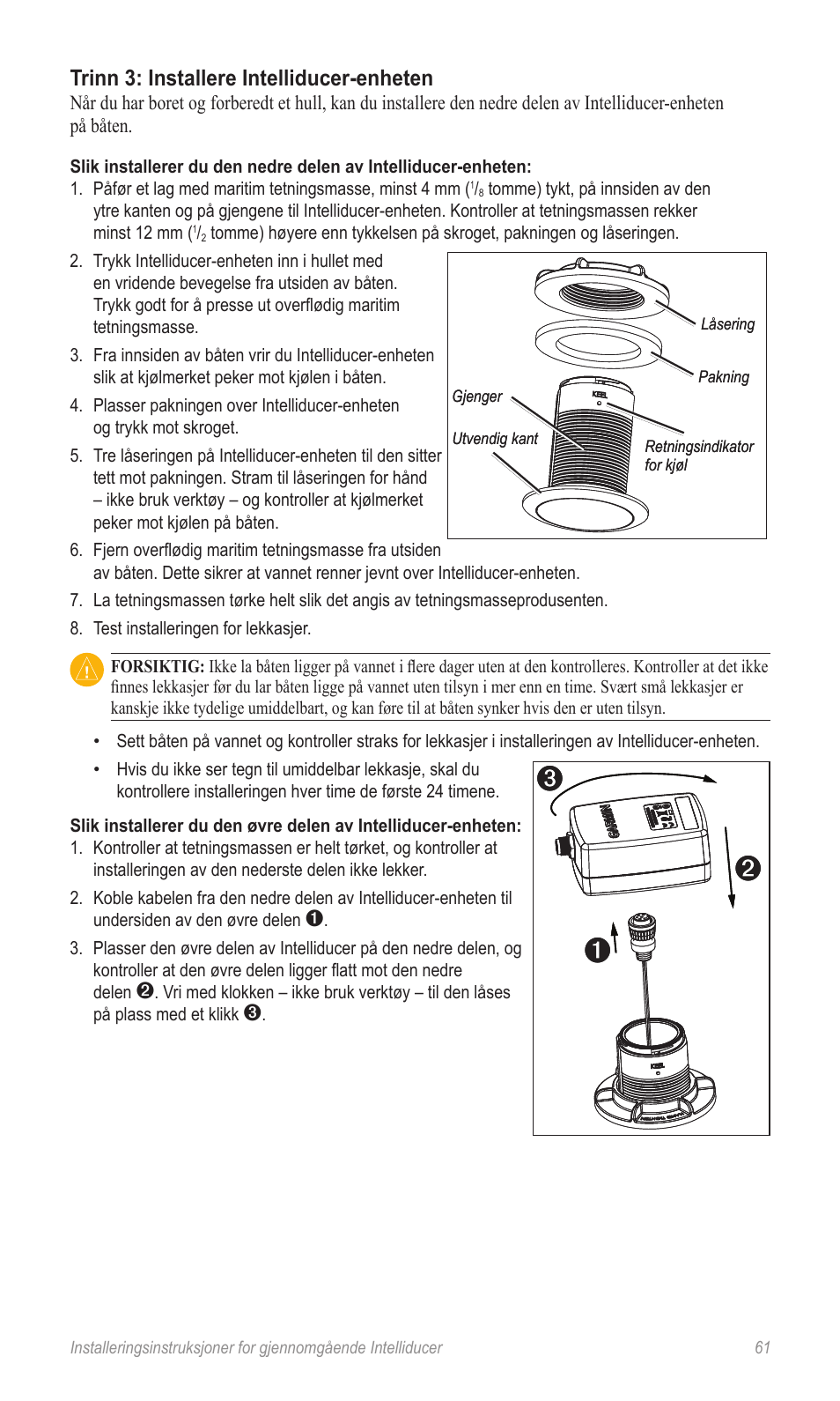 Trinn 3: installere intelliducer-enheten | Garmin 190-00888-10 User Manual | Page 61 / 76