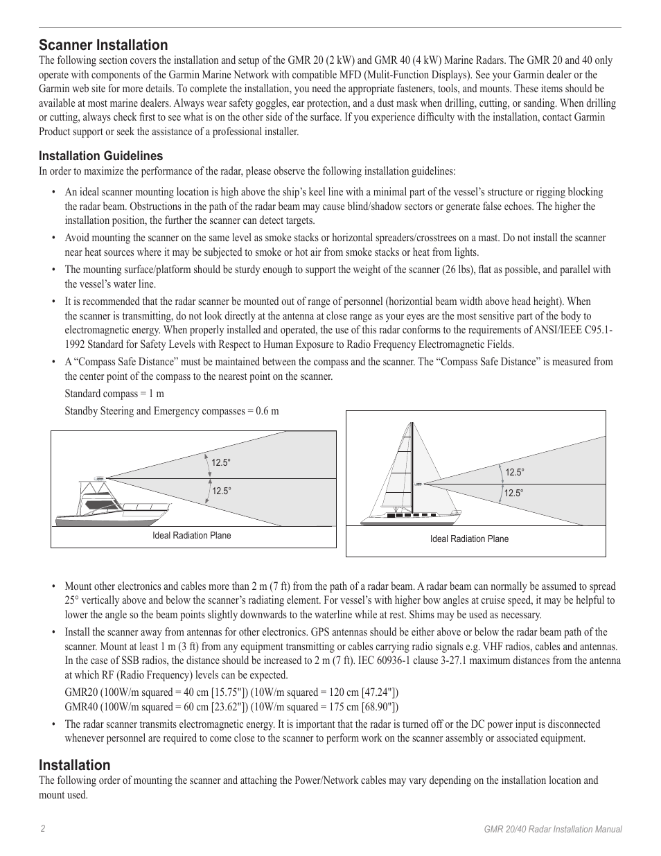 Scanner installation, Installation | Garmin GMR 20/40 User Manual | Page 4 / 14