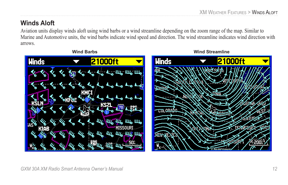 Winds aloft | Garmin GXM 30A User Manual | Page 19 / 48