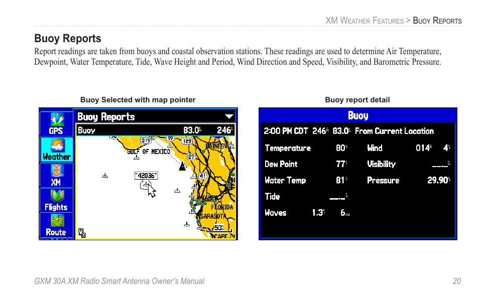 Buoy reports | Garmin GXM 30A User Manual | Page 27 / 48