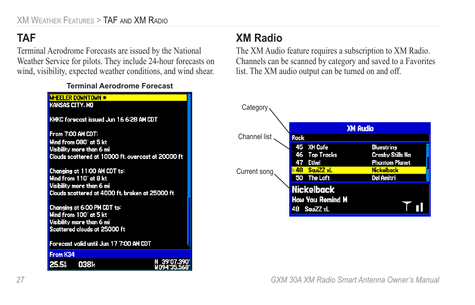 Xm radio | Garmin GXM 30A User Manual | Page 34 / 48