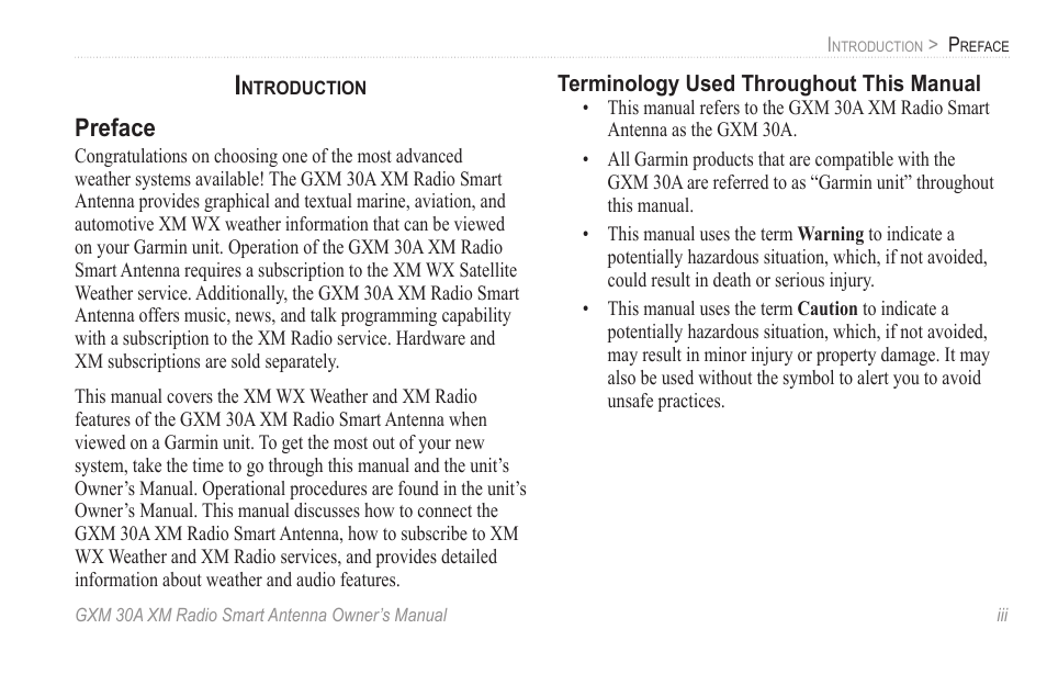 Introduction, Preface | Garmin GXM 30A User Manual | Page 5 / 48