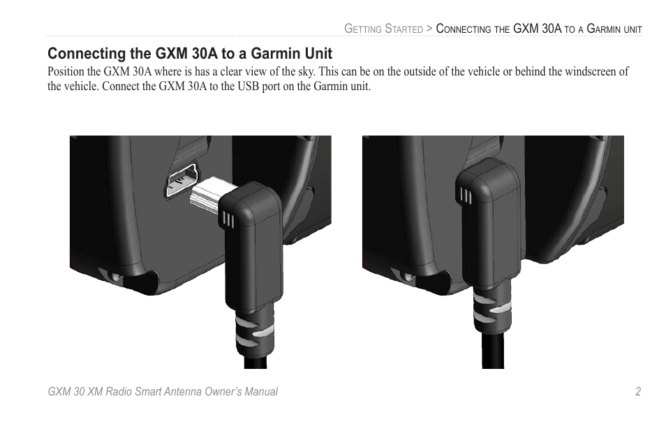 Connecting the gxm 30a to a garmin unit | Garmin GXM 30A User Manual | Page 9 / 48