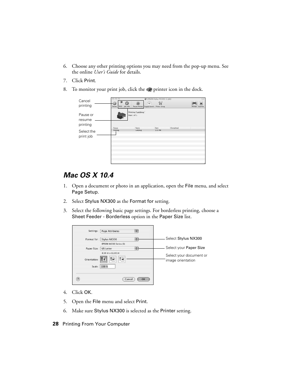 Mac os x 10.4 | Garmin STYLUS NX300 User Manual | Page 28 / 56