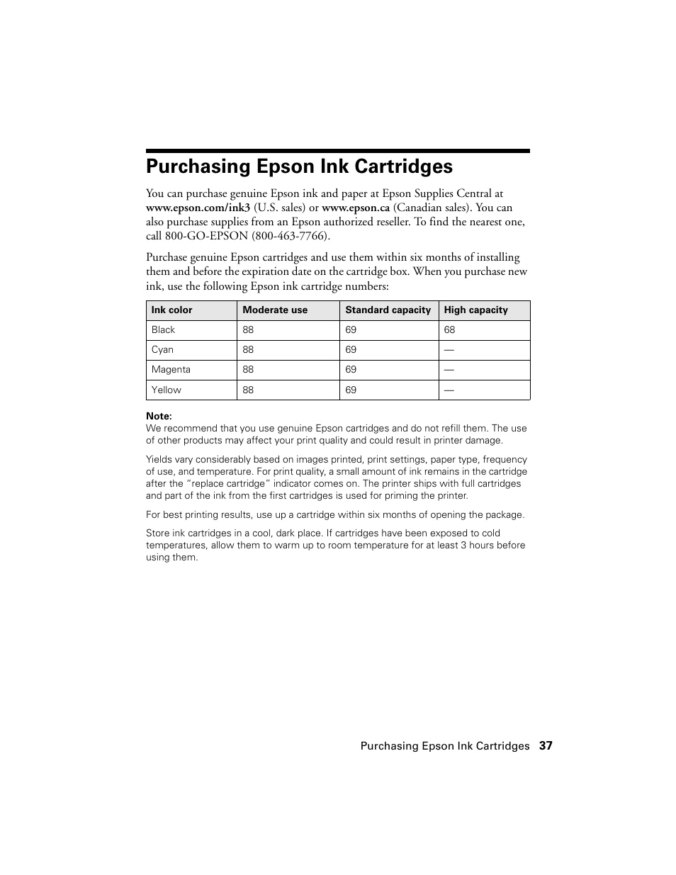 Purchasing epson ink cartridges | Garmin STYLUS NX300 User Manual | Page 37 / 56