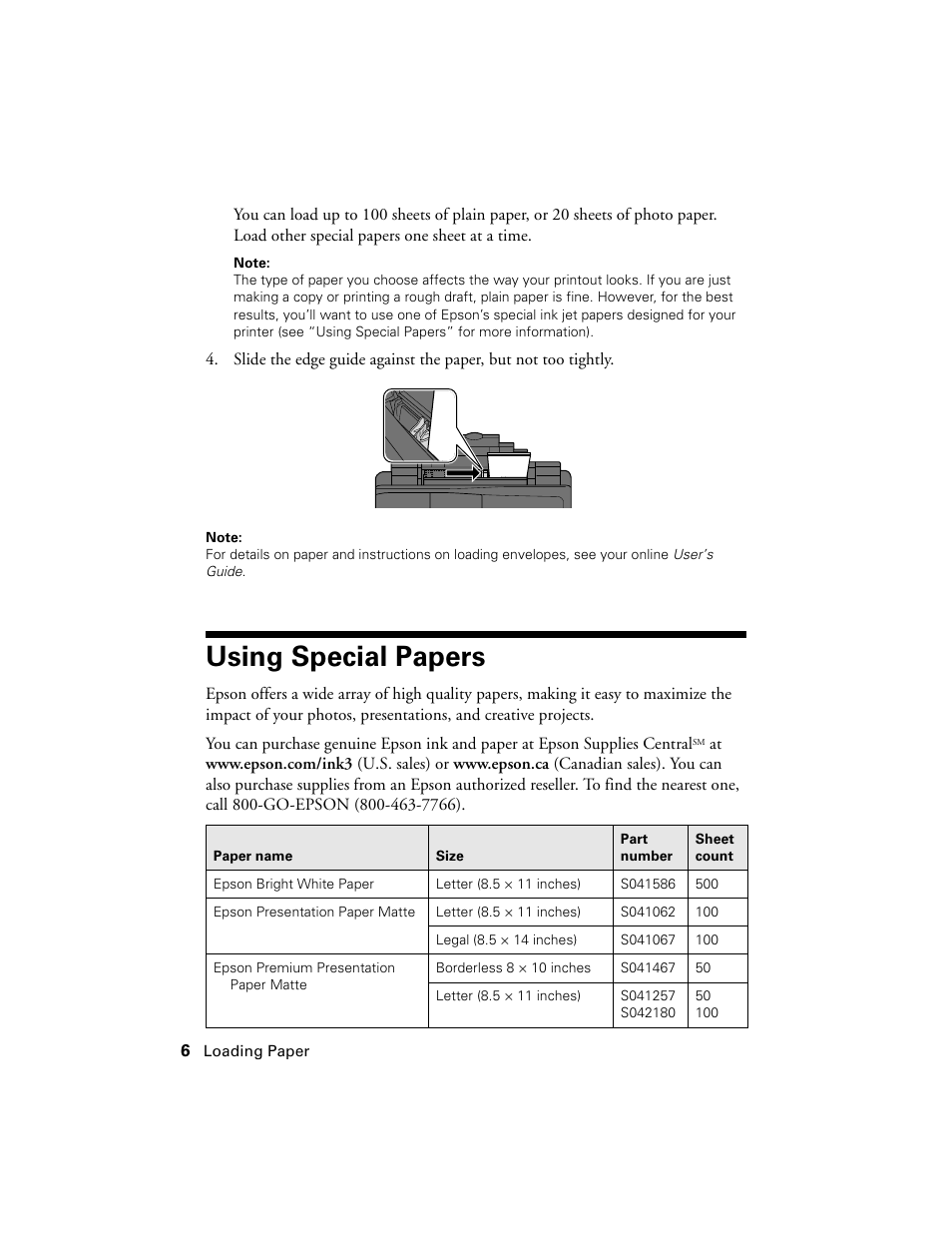 Using special papers | Garmin STYLUS NX300 User Manual | Page 6 / 56