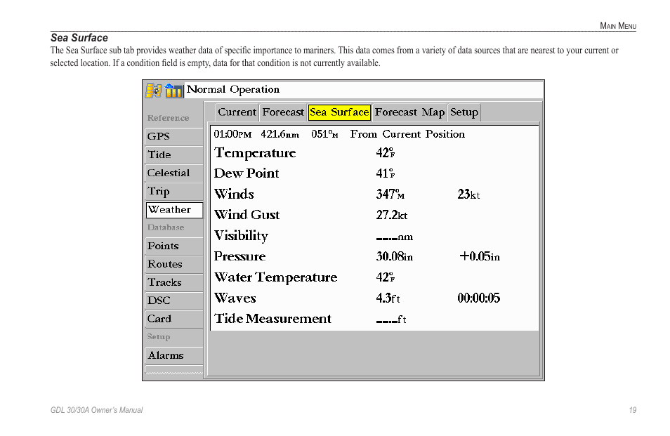 Sea surface | Garmin GDL 30 User Manual | Page 23 / 34