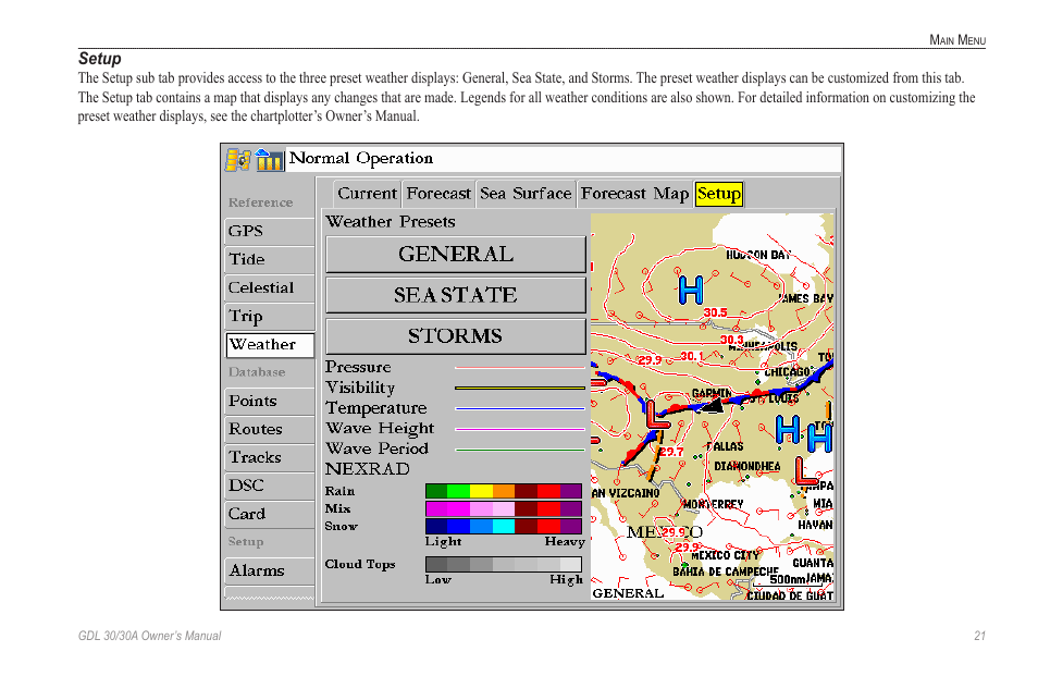 Setup | Garmin GDL 30 User Manual | Page 25 / 34