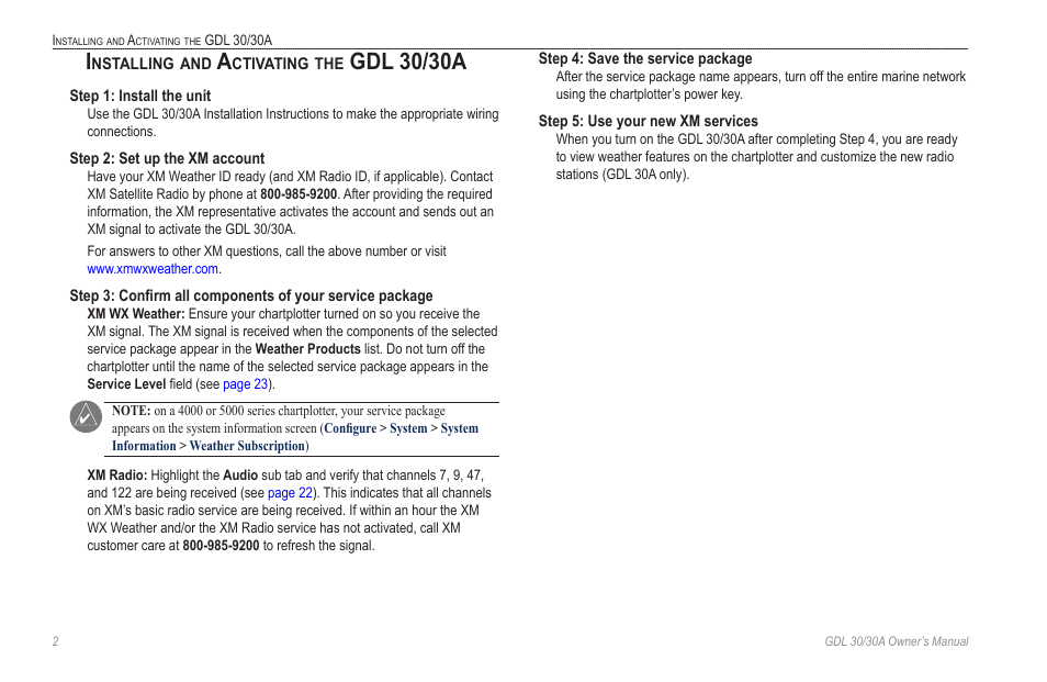 Installing and activating the unit, Gdl 30/30a | Garmin GDL 30 User Manual | Page 6 / 34