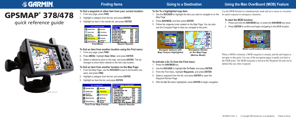 Garmin GPSMAP 190-00683-01 User Manual | 2 pages