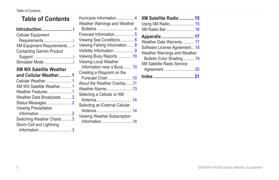 Garmin GPSMAP 400 Weather and XM Satellite Radio User Manual | Page 4 / 28