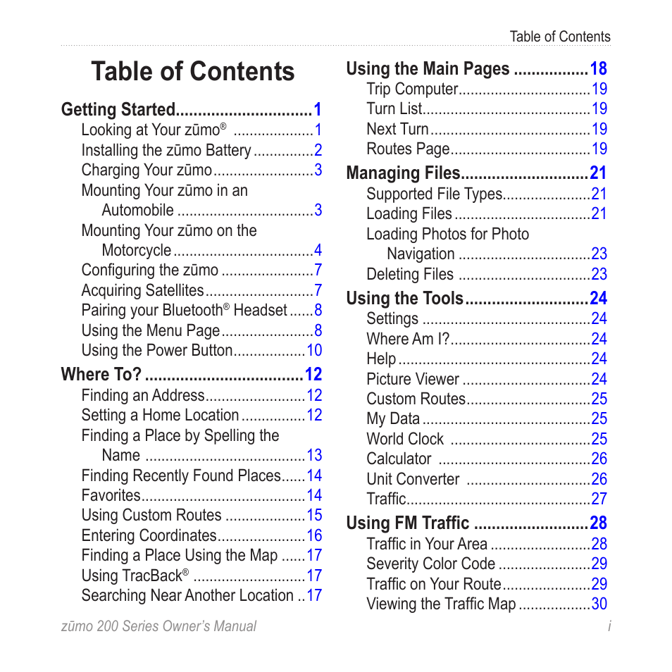 Garmin ZUMO 200 User Manual | Page 3 / 58