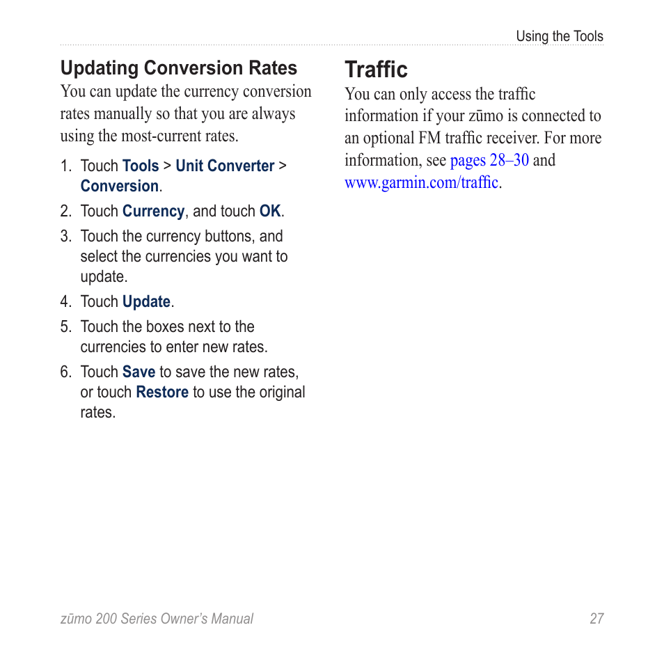 Traffic | Garmin ZUMO 200 User Manual | Page 31 / 58